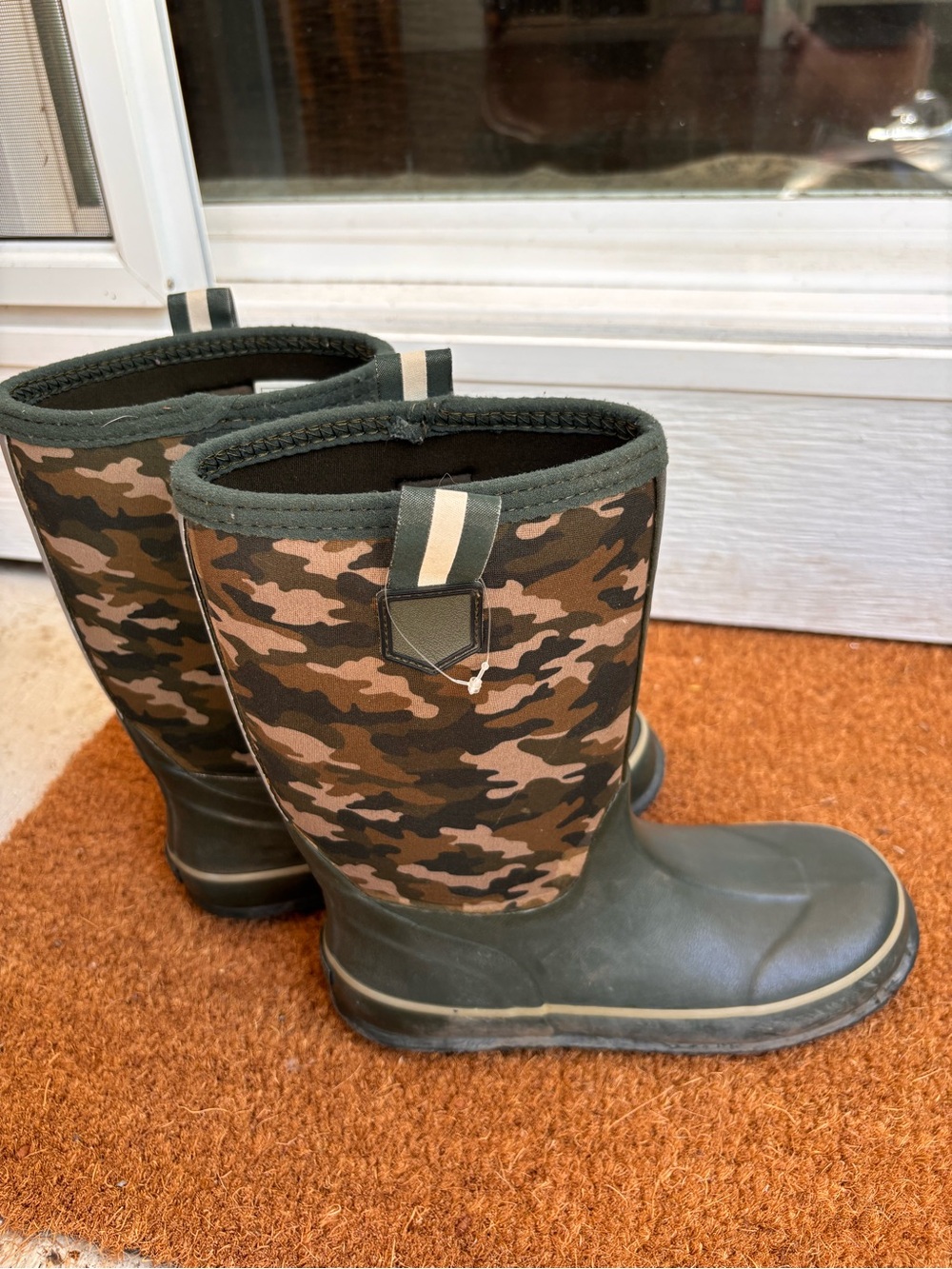 Lands' End Green Camouflage Slip On Rubber Rainboots